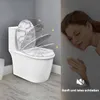 A split image showing a toilet lid with a marble pattern on the left and a woman sleeping on a pillow on the right. Produktbild-Vorschau