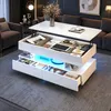 Merax Höhenverstellbarer Couchtisch mit LED, Hochglanz Produktbild-Vorschau 6