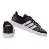 A pair of black Adidas sneakers with white stripes and a white sole, shown from a slightly angled side view and a rear view. Podgląd zdjęcia produktu