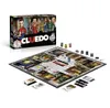 A Cluedo board game with The Big Bang Theory theme, along with some cards and game pieces, displayed on a white background. Produktbild-Vorschau
