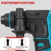 Close-up view of a power tool with text overlays and diagrams. Voir les images du produit