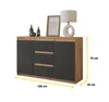 Komoda 120 Cm Dąb Wotan / Antracyt 3 Szuflady, 2 Drzwi, 2 Podgląd zdjęcia produktu 2