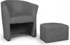A dark gray armchair and ottoman are displayed on a white background. Produktbild-Vorschau