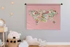 MuchoWow® Wandteppich Wandbehang Weltkarte - Rosen - Rosa Produktbild-Vorschau 3