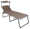 XXL Aluminium Gartenliege taupe mit Dach L200xB70cm Produktbild-Vorschau 1