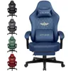 A collage of gaming chairs in different colors, with a close-up of a blue gaming chair on the right. Produktbild-Vorschau