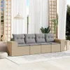 Design 4-tlg. Garten-Sofagarnitur mit Kissen Beige Poly Produktbild-Vorschau 1