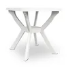 A white plastic garden table with a unique base design, shown from a front-side angle against a white background. Anteprima dell’immagine prodotto