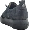 Rear view of a dark gray suede sneaker with a thick platform sole. Produktbild-Vorschau