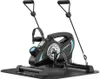 A black mini exercise bike with resistance bands, displayed on a black mat against a white background. Náhľad obrázku produktu
