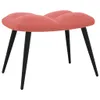 A pink velvet stool with black legs on a white background. Náhľad obrázku produktu