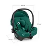 A green baby car seat with dimensions indicated by lines and text. Náhľad obrázku produktu
