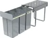 A gray, three-compartment pull-out trash sorting system with telescopic rails, shown against a white background. Náhľad obrázku produktu