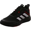 A black Adidas basketball shoe with white stripes and red accents, shown from the side against a white background. Podgląd zdjęcia produktu