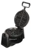 A black waffle maker with its lid open, showing the waffle grid. Podgląd zdjęcia produktu