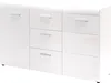 A white sideboard with nine drawers and silver handles, shown from a front-side angle against a white background. Produktbild-Vorschau