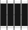 vidaXL 4-tlg. Raumteiler Schwarz 160 x 180 cm -  Raumteiler Produktbild-Vorschau 2