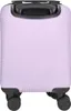 A close-up view of the back of a small, light purple suitcase with black wheels and handle. Produktbild-Vorschau