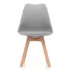 A front view of a gray dining chair with wooden legs. Náhľad obrázku produktu