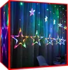 Star-shaped string lights hanging in front of curtains. Náhled obrázku produktu