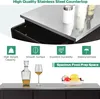 A close-up view of a kitchen cart's stainless steel countertop, showcasing its features with icons and text. Podgląd zdjęcia produktu