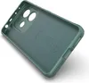 The back of a green phone case is shown against a white background. Produktbild-Vorschau