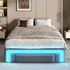 A bed with drawers and LED lighting in a bedroom setting. Produktbild-Vorschau