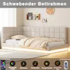 A modern bedroom with a bed featuring LED lighting. Produktbild-Vorschau