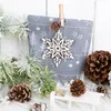 5 Schneeflocken Weihnachtsbaumanhänger aus Holz weiß silber Produktbild-Vorschau 2