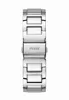 A close-up, top-down view of a watch band and clasp. Voir les images du produit