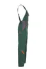 A side view of green overalls with orange and gray accents, displayed on a white background. Produktbild-Vorschau