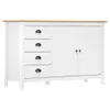 vidaXL Sideboard Hill Blanc 130x40x80 cm Pin massif Voir les images du produit 4