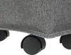 A close-up view of the bottom of a fabric laundry hamper with wheels. Náhled obrázku produktu
