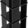 A close-up view of a black, multi-tiered shelf unit. Podgląd zdjęcia produktu
