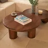 Runder Couchtisch aus Massivholz mit zylindrischen Beinen Produktbild-Vorschau 4
