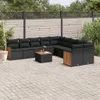 11-tlg. Garten-Sofagarnitur mit Kissen Schwarz Poly Rattan Produktbild-Vorschau 1