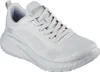 A single Skechers Bobs Sport Squad Chaos women's training shoe in gray, shown from a side-diagonal angle. Voir les images du produit