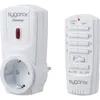 A white Sygonix dimmer plug and its remote control are shown against a white background. Produktbild-Vorschau