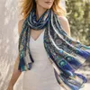 Seidenschal Damen 100% Seide Blau Paisley Schal groß Produktbild-Vorschau 5