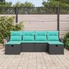 Gartensofa-set mit Kissen 6 pcs Schwarz und Türkis Produktbild-Vorschau 3