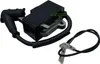 A black ignition coil with wires and a spark plug boot, isolated on a white background. Náhľad obrázku produktu