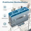 A close-up view of a dish drying rack with a cutlery holder, highlighting its features. Podgląd zdjęcia produktu
