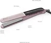 A pink hair straightener is shown with labels pointing out its features. Produktbild-Vorschau