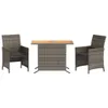 3-tlg. Bistro-Set mit Kissen Grau Poly Rattan Produktbild-Vorschau 1