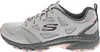 Side view of a single gray and pink Skechers trail running shoe. Produktbild-Vorschau