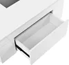 A close-up view of an open drawer on a white modern coffee table. Podgląd zdjęcia produktu