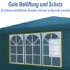 A close-up view of a green tent or gazebo with three arched windows. The windows are outlined in white and have a grid pattern. Text is overlaid at the top of the image. Produktbild-Vorschau