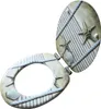 A toilet seat and lid with a beach theme, decorated with starfish and shells. Produktbild-Vorschau