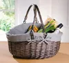 Einkaufskorb "Modern" aus Weide, grau, oval, umlegbare Produktbild-Vorschau 1