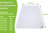 A white duvet is shown with dimensions and fill weight information presented on a green background. Produktbild-Vorschau